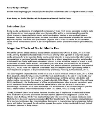 how to write a 400 word essay on the impact of social media on mental health